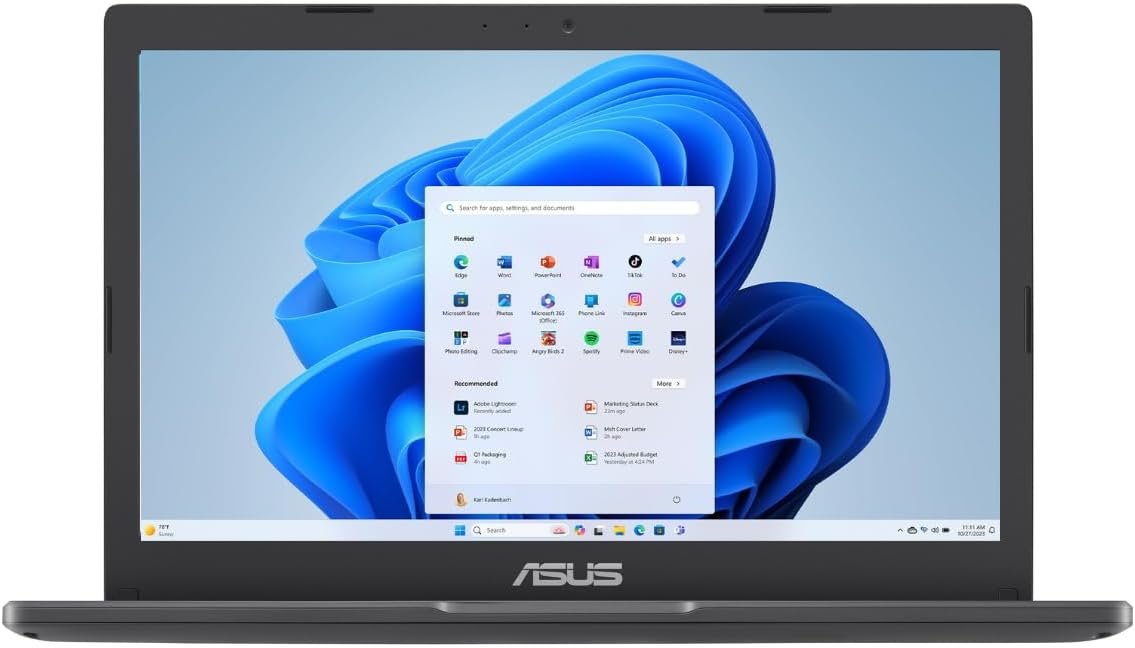ASUS Vivobook Go 11.6? HD Slim Laptop, Intel Dual Core N4500, Intel Graphics, 4GB, 128GB, Windows 11 Home, SonicMaster, ErgoSense, Black, L210KA-ES04