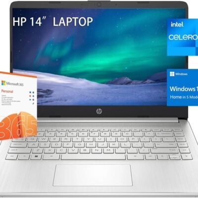 HP Stream 14? HD Laptop, Intel Celeron N4120, 16GB RAM, 128GB eMMC, Microsoft 365 with 1TB Cloud Storage,Windows 11 S, USB-C 3.0, HDMI, WIFI5, with 5ave Accessories,Silver