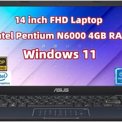 NewASUS Business & Student Laptop 14 inch FHD Display Intel.Pentium N6000 Processor 4GB Memory 64GB eMMC Webcam Wi-Fi HDMI USB-C Touchpad up to 10 Hrs Long Battery Life Win 11 Home in S Mode Black