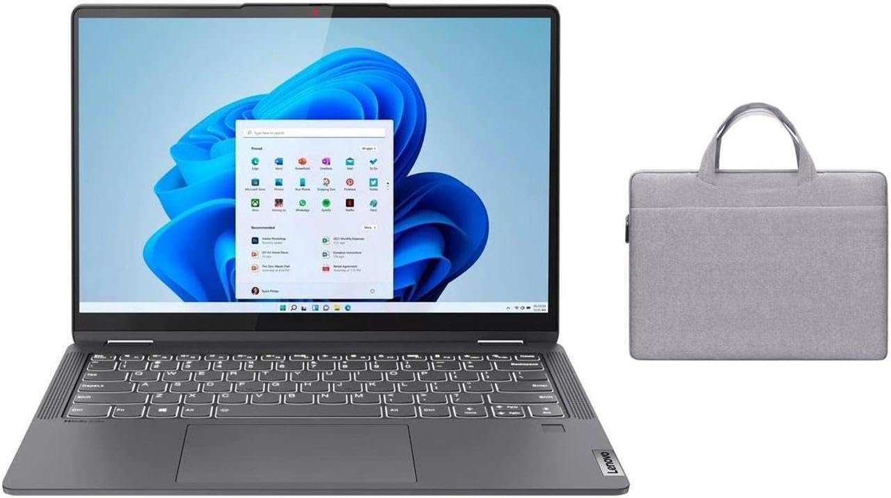 Lenovo Flex 5i 14" Touchscreen 2-in-1 Laptop | Intel Core i5-1235U Processor | 8GB RAM | 512GB SSD | Intel Iris Xe Graphics | Backlit | Fingerprint | Windows 11 S | Bundle with Grey Bag