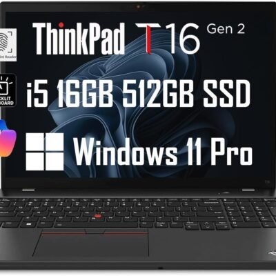 Lenovo ThinkPad T16 Gen 2 Business Laptop (16″ FHD+ Anti-Glare, Intel 10-Core i5-1335U (> i7-1255U), 16GB RAM, 512GB SSD), Backlit, Fingerprint, Ethernet, Wi-Fi 6E, Webcam, Win 11 Pro w/AI Copilot