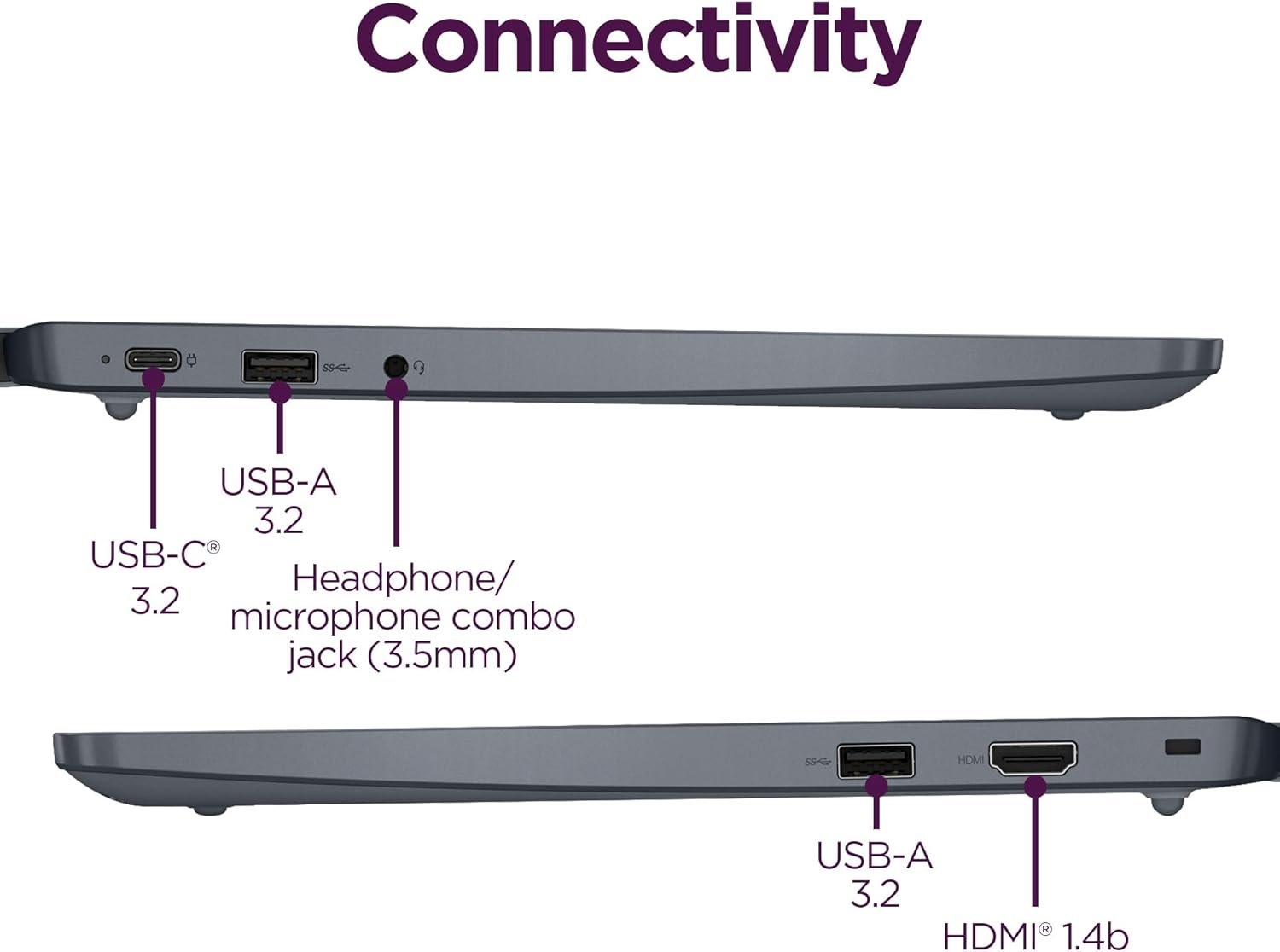 Lenovo IdeaPad Slim 3i Chromebook Plus - 2024 - Lightweight Laptop - Waves MaxxAudio? - 14" FHD Display - HD 1080p Camera - 8GB Memory - 256GB Storage - Intel? Core? i3-N305 - Storm Grey - Image 6