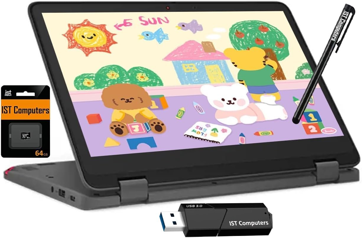 Lenovo Chromebook 300e Yoga 11.6" 2-in-1 Touchscreen (8-Core Kompanio 520, 4GB RAM, 96GB Storage), Ruggedized & Water Resistant, Convertible Students & Education Laptop, IST Pen, Webcam, Chrome OS