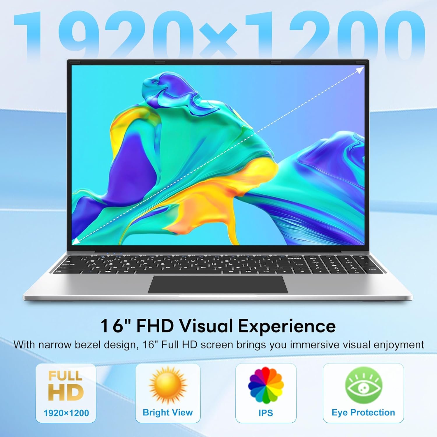 jumper Laptop Computer 16 Inch, Office 365, 16GB RAM 1152GB Storage, Celeron N5095 CPU, Laptop with FHD IPS 1920x1200 Display, 38WH Battery, 2 Speakers, Mini HDMI, Numeric Keypad, Business Laptops. - Image 4