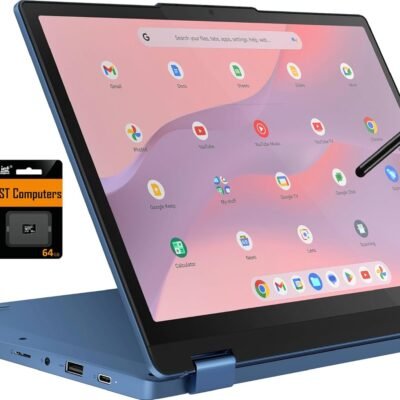Lenovo Flex 3 Chromebook 2-in-1 12.2″ FHD+ Touchscreen Laptop (Intel N100, 4GB DDR5 RAM, 128GB (64GB eMMC + 64GB SD Card)) Student & Education, Webcam, NFC, HDMI, USB-C, IST Pen, Chrome OS, Blue