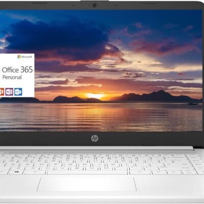 HP 2024 Premium 14″ Micro-Edge Portable Laptop Student Business, Intel Quad-Core N4120, 4GB RAM, 128GB (64GB eMMC+ 64GB Card), Webcam, WiFi, Windows 11S + 1 Year Office 365, MarxsolAccessory White
