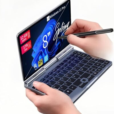 8 Inch 2-in-1 Mini Laptop,HD Rotatable Touch Screen Support Handwriting Windows 11 Pro Small Laptop,Intel N100,12GB RAM, 1TB SSD,Wi-Fi 6, BT 5.2,2 MP Camera,G-Sensor,HDMI,Type C Ultra Pocket PC