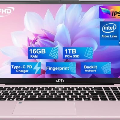 NIMO 15.6 FHD Student Laptop, 16GB RAM, 1TB SSD, Intel Pentium Quad-Core N100(Beat to i3-1115G4, Up to 3.4GHz), 2 Years Warranty, Backlit Keyboard, Fingerprint, Win 11, Rose Gold