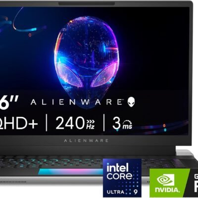 Alienware X16 R2 Gaming Laptop – 16-inch QHD+ 240Hz 3ms Display, Intel Core Ultra 9-185H, 32GB LPDDR5X RAM, 1TB SSD, NVIDIA GeForce RTX 4080 12GB GDDR6, Windows 11 Home, Onsite Service – Lunar Silver