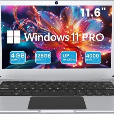 Azeyou 11.6? Laptop HD Display,N4020C, Student Laptop Computer 4GB DDR4 RAM, 128GB SSD, Windows 11 Pro Laptops, Metal Shell, WiFi, BT4.2, USB3.0, Type_C 4000mAh Battery (Silver)