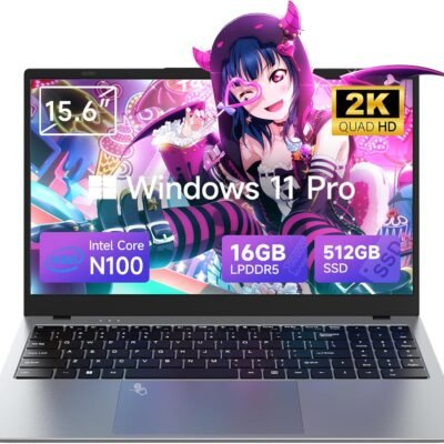15.6 Inch Student Business Laptop Computer, 16GB RAM 512GB ROM, Intel N100 (Beat i5-7200U, Up to 3.4GHz), Windows 11 Pro with FHD IPS Display, WiFi 5, BT5, Type-C, HDMI, USB 3.2