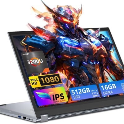15.6 inch 2 in 1 Laptop, AMD R3-3200U, 16GB RAM, 512GB SSD, FHD Touchscreen, Backlit Keyboard, Fingerprint Unlock, 360 Rotating