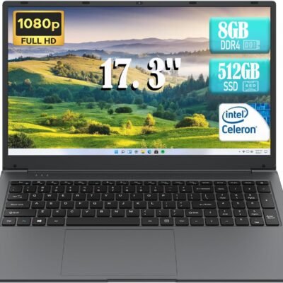 Laptop Computer, 17 inch Laptop, Intel Celeron N5095(UP to 2.9GHz) 8GB RAM 512GB SSD, Computers with Windows 11, 1920 x 1080 Display, Type-C, Webcam, Dual Wi-Fi, Buletooth 4.2, HDMI, USB 3.0