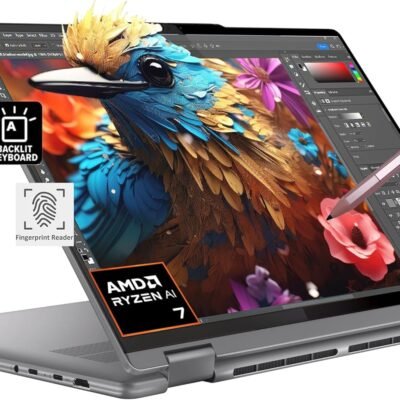 Lenovo Yoga 7 7i 2-in-1 Business Laptop (16″ FHD+ Touchscreen, AMD Ryzen 7 7735U (Beat i7-1255U), 16GB RAM, 1TB SSD, IST Precision Pen), Backlit, Fingerprint, FHD IR Webcam, Win 11 Pro, Arctic Grey