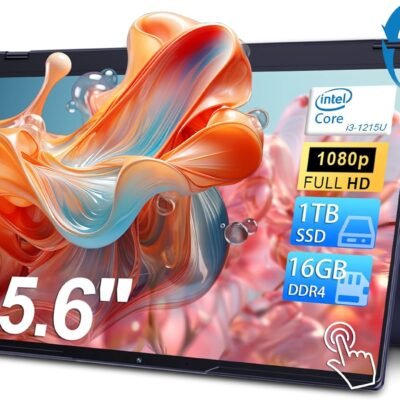 15.6 Inch 2 in 1 Laptop 16 GB DDR4 1TB SSD, 12th Gen i3-1215U Processor, 1920 x 1080 IPS Touch Display, Yoga Laptop With Dual WiFi, Bluetooth, HDMI, Type C Full-featured, Supports 360? Folding
