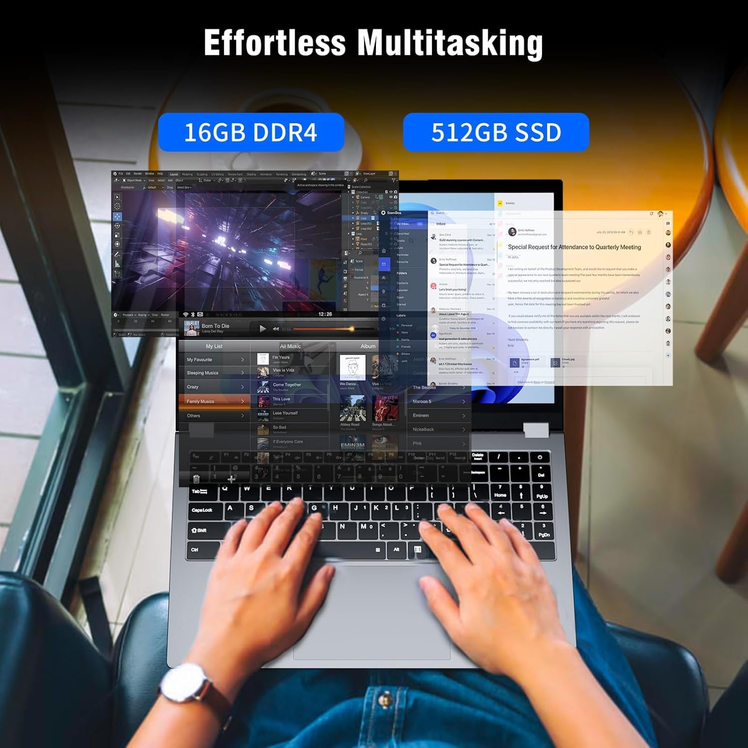 15.6 inch 2 in 1 Laptop, AMD R3-3200U, 16GB RAM, 512GB SSD, FHD Touchscreen, Backlit Keyboard, Fingerprint Unlock, 360 Rotating - Image 5