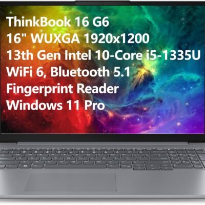 Lenovo ThinkBook 16 G6 16″ FHD+ Laptop Computer, 13th Gen Intel 10-Core i5-1335U (Beat i7-1270P), 32GB DDR5 RAM, 1TB PCIe SSD, WiFi 6, Bluetooth 5.1, Fingerprint Reader, Windows 11 Pro, Tilsiy Cable