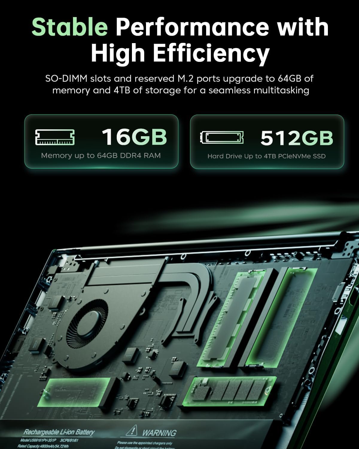 Gaming Laptop,AMD Ryzen 7 5825U Processor(8C/16T,Up to 4.5Hz),16GB DDR4 512GB M.2 2280 NVMe SSD High Performance Gaming Laptopr for Business, Officeand Light Gaming - Image 4