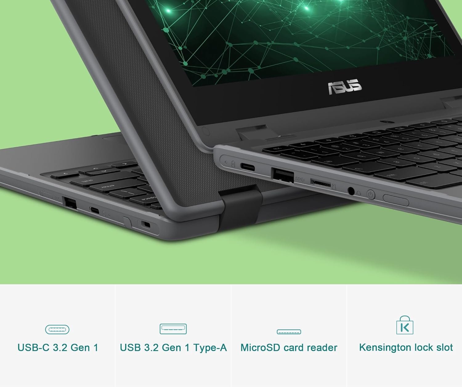 ASUS Chromebook Flip CR1 2-in-1 Laptop (11.6" Touchscreen, Intel Celeron N5100, 4GB RAM, 160GB Storage) Ruggedized & Water Resistant for Student & Home, 8MP Webcam, Wi-Fi 6, Stylus Pen, Chrome OS - Image 8