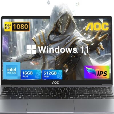 AOC Laptop Computer 16GB RAM 512GB SSD Work Laptops 15.6 Inch FHD Screen Premium Laptop (Up to 3.6GHz) Windows 11 Laptop Computer, Light&Thin, Metal Shell, Webcam, Type-C, USB3.2