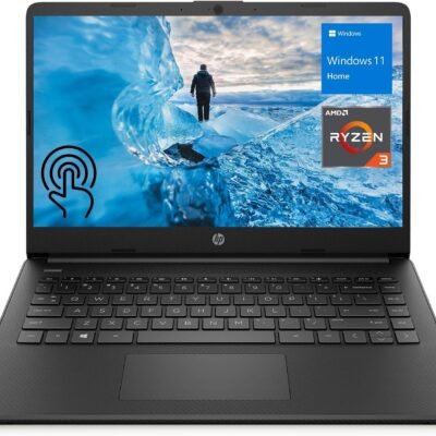 HP 14″ HD Touchscreen Laptop, AMD Ryzen 3 5300U Processor, 8GB RAM 256GB SSD, Wi-Fi, Bluetooth, HDMI, Webcam, Windows 11 Home, Black