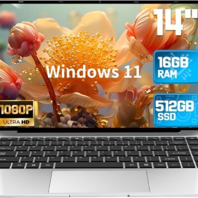 14 Inch Laptop Computer, 16GB DDR4 RAM 512GB SSD Windows 11 Laptop, Intel Quad Core Processor(up to 2.8GHz), FHD 1920 x 1080 Display, Webcam, Wi-Fi, BT5.2, HDMI, USB, Silver