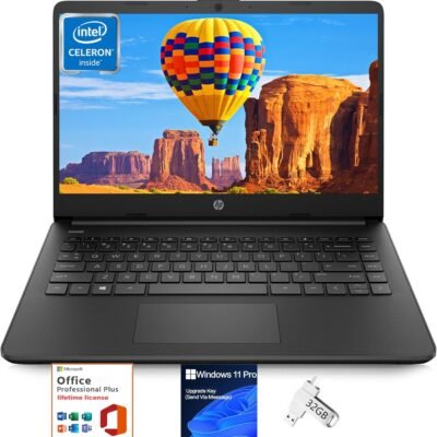 HP Laptops 16GB RAM for Students Business, 14 inch HD Screen, Intel Dual-Core N4120, 416GB Storage(128GB eMMC + 256GB MSD + 32GB USB C Flash Drive), Windows 11 Pro & Office Pro Lifetime License