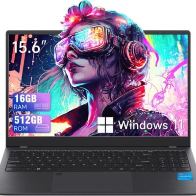 15.6″ Laptop Computer, 16GB LPDDR4 RAM 512GB SSD, Intel UHD Graphics, Intel Celeron N5095, 1080P FHD IPS Display, Fingerprint, Backlit KB, Wi-Fi 5, BT5.0, Windows 11 Laptop for Business Office