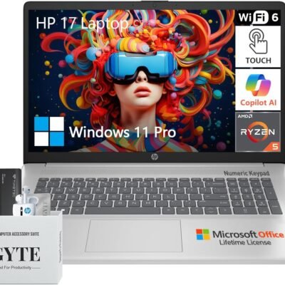 HP 2025 17.3 Touch Screen Business Laptop PC, 17 Inch Laptop Touchscreen, AMD Ryzen 5(6-Cores), 40GB RAM 1TB SSD+512GB PSSD, Windows 11 Pro Laptop Lifetime Office, Copilot AI, Number Pad, YGYTE