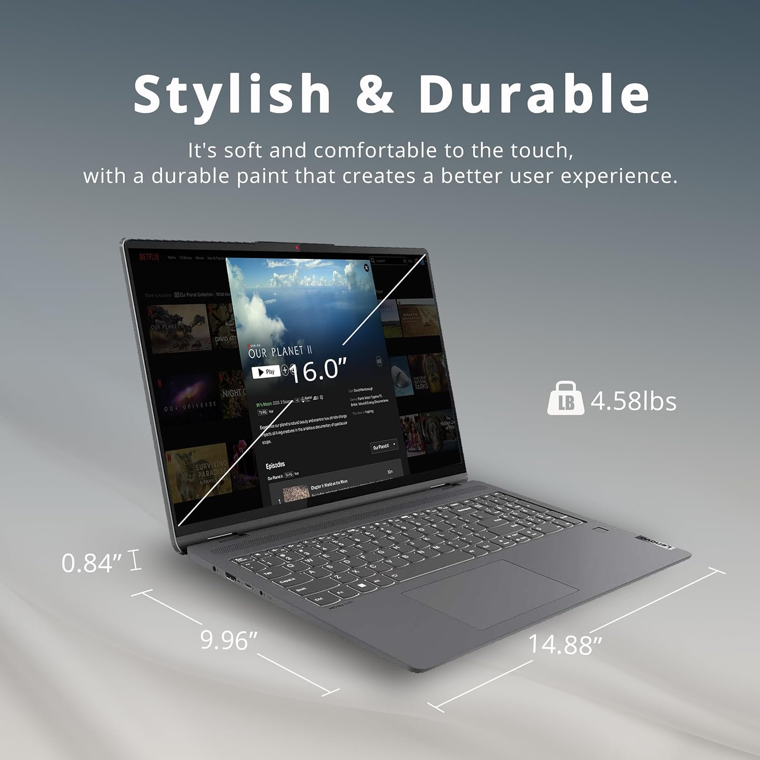 Lenovo IdeaPad Flex 5 16"" 2-in-1 2.5K IPS Touchscreen Laptop, Intel Core i7-1255U, 16GB RAM, 1TB SSD, Backlit Keyboard, Fingerprint Reader, Win 11 Pro, Storm Grey, 32GB Hotface USB Card, Gray - Image 9