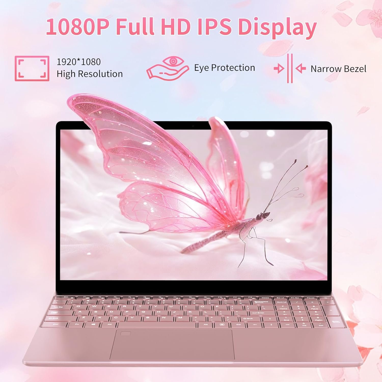 15.6'' Laptop Computer,16GB DDR4 1TB SSD,Quad-Core Intel N5095 CPU(Up to 2.9GHz),Student/Business Laptop with 1080P FHD Display,44WH Battery,2.4/5G WiFi,BT 4.2,Webcam,USB 3.0,Backlit Keyboard(Pink) - Image 4