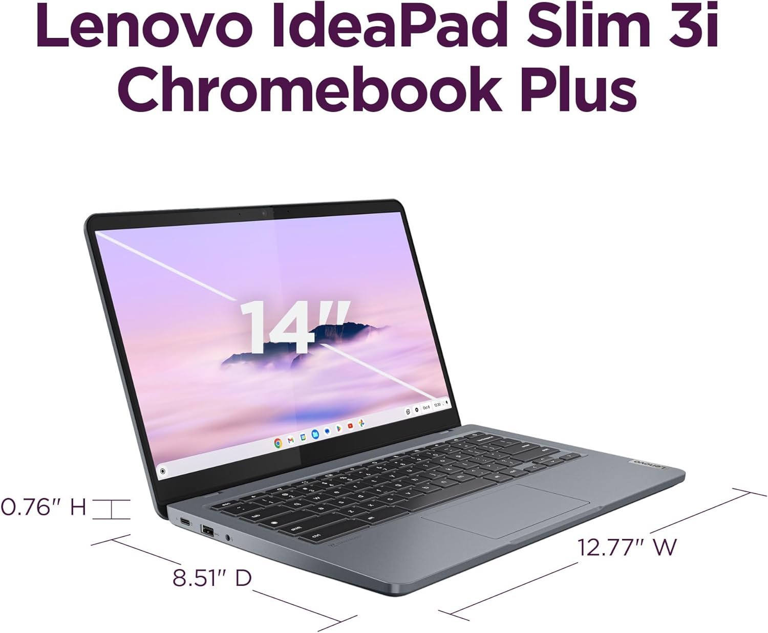 Lenovo IdeaPad Slim 3i Chromebook Plus - 2024 - Lightweight Laptop - Waves MaxxAudio? - 14" FHD Display - HD 1080p Camera - 8GB Memory - 256GB Storage - Intel? Core? i3-N305 - Storm Grey - Image 7