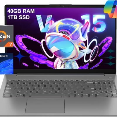 Lenovo Laptop V15 for Business, Home, Student (15.6″ FHD, AMD Ryzen 7 7730U (Beat Intel i7-1355U), 40GB RAM, 1TB SSD), Numeric Keypad, Webcam w/Shutter, RJ-45, Win 11 Pro w/AI Copilot, Grey