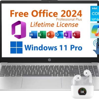 HP 15.6″ Business Laptop, Free Microsoft Office 2024 Lifetime License, Copilot AI Chat, HD Touchscreen Display, Intel 6-Core i3-1215U 4.4 GHz, 16GB RAM, 1TB SSD, Long Battery Life, Windows 11 Pro