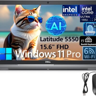 Dell Latitude 5550 15 Business AI Laptop, 15.6″ FHD Computer, Intel Ultra 7 155U (Beat i7-1355U), 32GB DDR5 RAM, 1TB SSD, WiFi 6, Backlit Keyboard, Fingerprint Reader, Windows 11 Pro