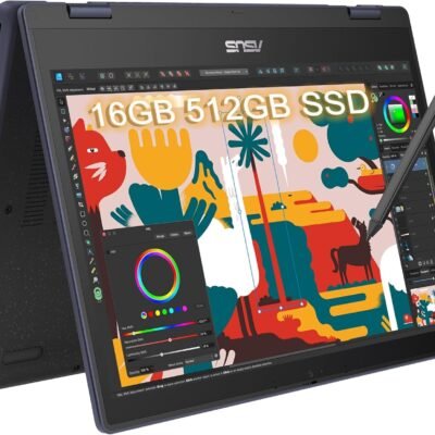 Asus flip S 14 2 in 1 Touchscreen Laptop for Student & Business (14″ FHD, 16GB RAM, 512GB SSD, Intel Core i3-N305 (> i5-1135G7)) Ruggedized & Spill-resistant, 10-Hr Battery Life, Webcam, Win 11 Pro