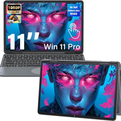 11″ Convertible 2-in-1 Touchscreen Laptop, in tel N100,16GB RAM,1T SSD,FHD 1920 * 1200 IPS,Win 11 Pro PC,Backlit Keyboard, WiFi,USB-C,HDMI,Oval Trackpad,Lightweight for Business&Students