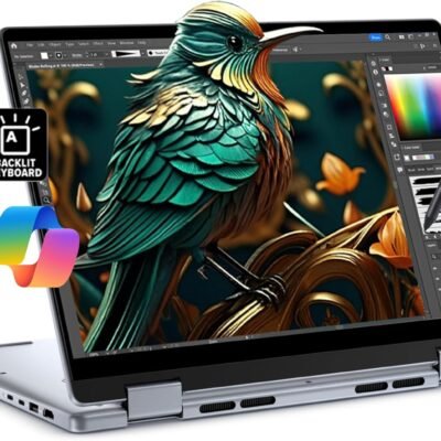 Dell Inspiron 14 7440 2-in-1 Laptop (14″ FHD+ Touchscreen, Intel Core 5 120U (> i7-1355U),16GB DDR5, 512GB SSD) for Creator, Designer, IST Hub & Pen, 10-Hr Long Battery Life, Win 11 Home w/AI Copilot