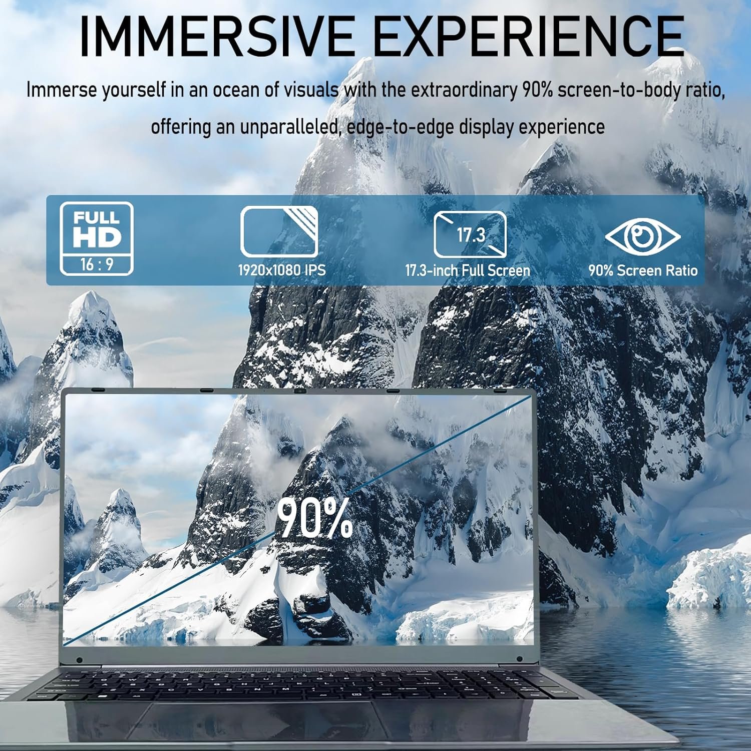 Laptop Computer, 17 inch Laptop, Intel Celeron N5095(UP to 2.9GHz) 16GB RAM 512GB SSD, Computers with Windows 11, 1920 x 1080 Display, Type-C, Webcam, Dual Wi-Fi, Buletooth 4.2, HDMI, USB 3.0 - Image 3