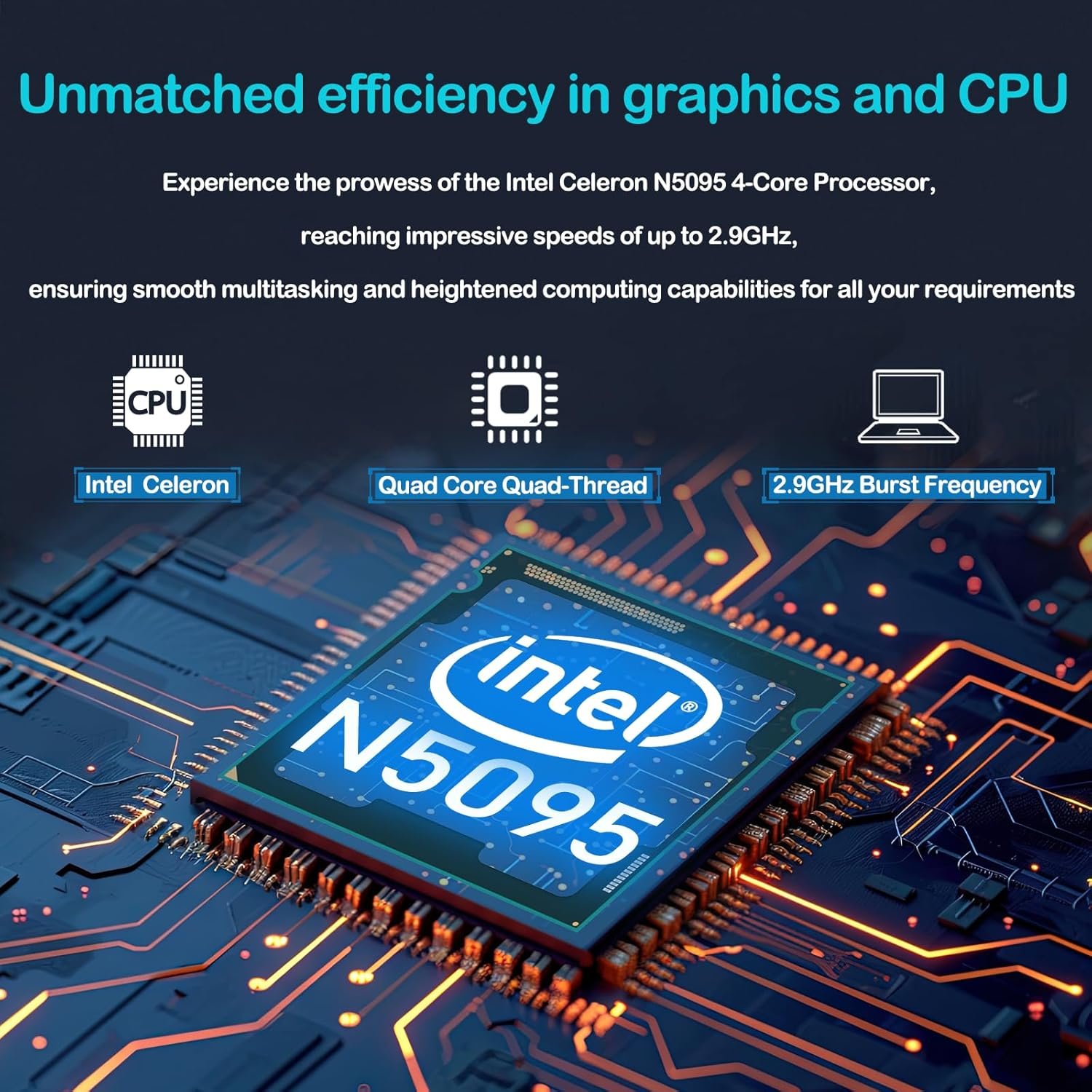 Laptop Computer, 17 inch Laptop, Intel Celeron N5095(UP to 2.9GHz) 16GB RAM 512GB SSD, Computers with Windows 11, 1920 x 1080 Display, Type-C, Webcam, Dual Wi-Fi, Buletooth 4.2, HDMI, USB 3.0 - Image 2