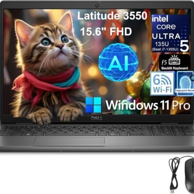 Dell Latitude 3550 15 Business AI Laptop, 15.6″ FHD Computer, Intel Ultra 5 135U (Beat i7-1355U), 32GB DDR5 RAM, 1TB PCIe SSD, WiFi 6, Backlit Keyboard, Fingerprint Reader, Windows 11 Pro