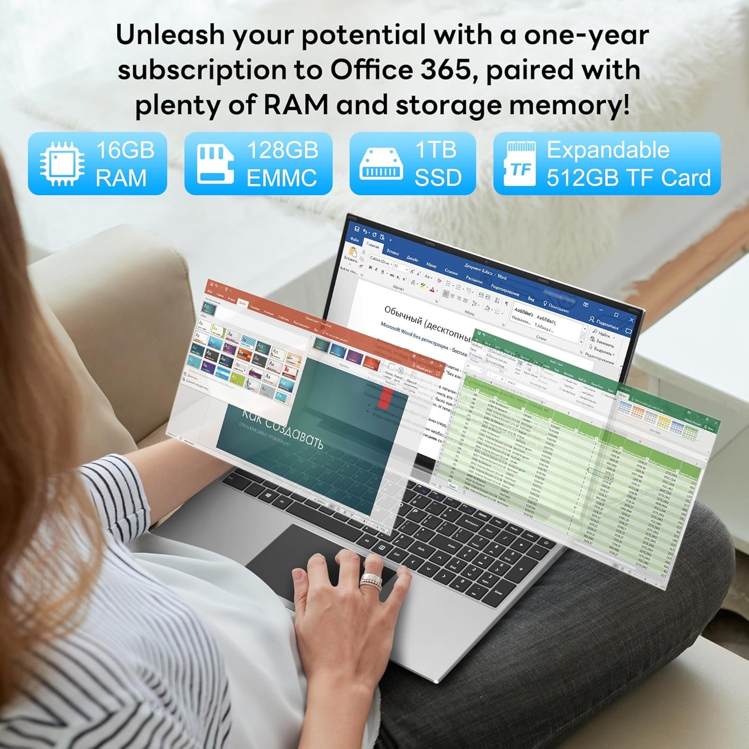 jumper Laptop Computer 16 Inch, Office 365, 16GB RAM 1152GB Storage, Celeron N5095 CPU, Laptop with FHD IPS 1920x1200 Display, 38WH Battery, 2 Speakers, Mini HDMI, Numeric Keypad, Business Laptops. - Image 3