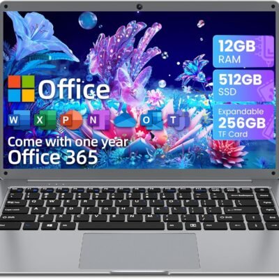 jumper Laptop Computer 14 Inch, 12GB RAM 512GB Storage, Office 365, Laptop with FHD 1920×1080 Display, Celeron N4000 CPU, 2.4G+5G WiFi, BT4.0, 35.52WH Battery, Portable Laptops.