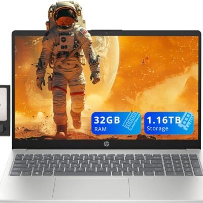 HP Pavilion 15.6″ FHD Laptop, Intel i3-N305, 32GB RAM, 1.16TB Storage(1TB SSD+160GB Docking Station Set), Intel UHD Graphics, Fingerprint Reader, Num Pad, Webcam, Wi-Fi 6, Silver, Windows 11