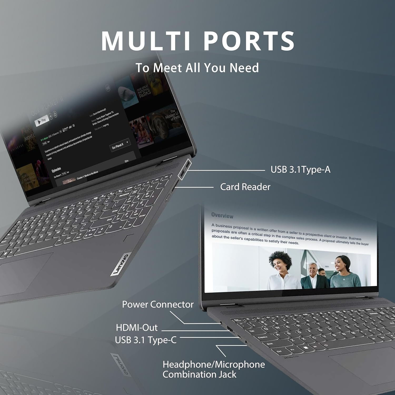 Lenovo IdeaPad Flex 5 16"" 2-in-1 2.5K IPS Touchscreen Laptop, Intel Core i7-1255U, 16GB RAM, 1TB SSD, Backlit Keyboard, Fingerprint Reader, Win 11 Pro, Storm Grey, 32GB Hotface USB Card, Gray - Image 8