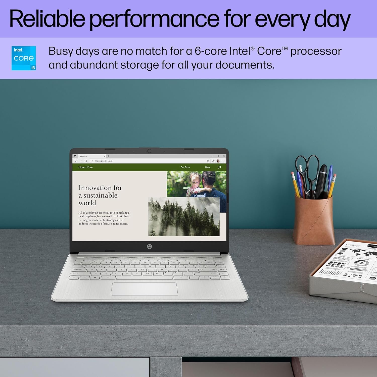 HP 14 inch Laptop, HD Display, 12th Generation Intel Core i3-1215U, 8 GB RAM, 256 GB SSD, Intel UHD Graphics, Windows 11 Home in S Mode, 14-dq5009nr (2024) - Image 4